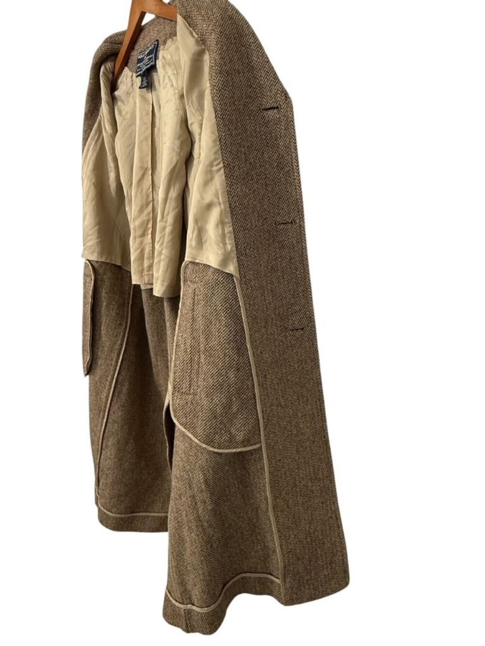 Polo Sport Ralph Lauren Sportswoman Vintage 90s Tweed Wool Herringbone Overcoat - Picture 12 of 16